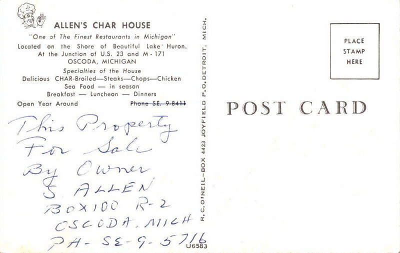 Allens Char House - Old Postcard (newer photo)